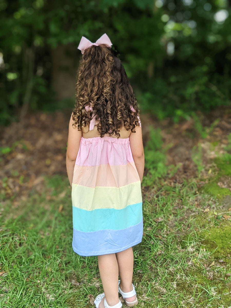 Pastel Rainbow Dress – Olive You Kids Clothing Pastel Rainbow Dress – Olive You Kids Clothing