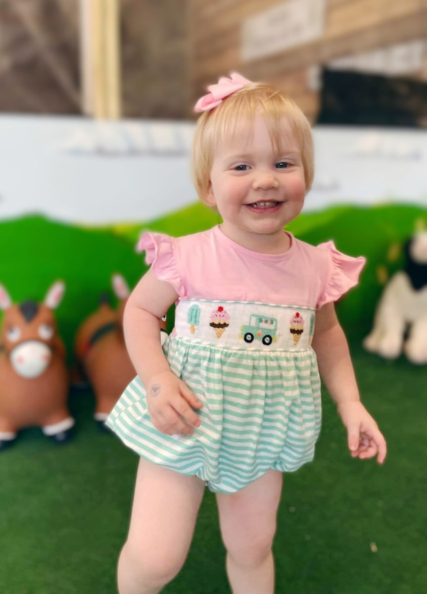 Ice Cream Truck Smocked Bubble Olive You Kids Clothing Ice Cream Truck Smocked Bubble Olive You Kids Clothing