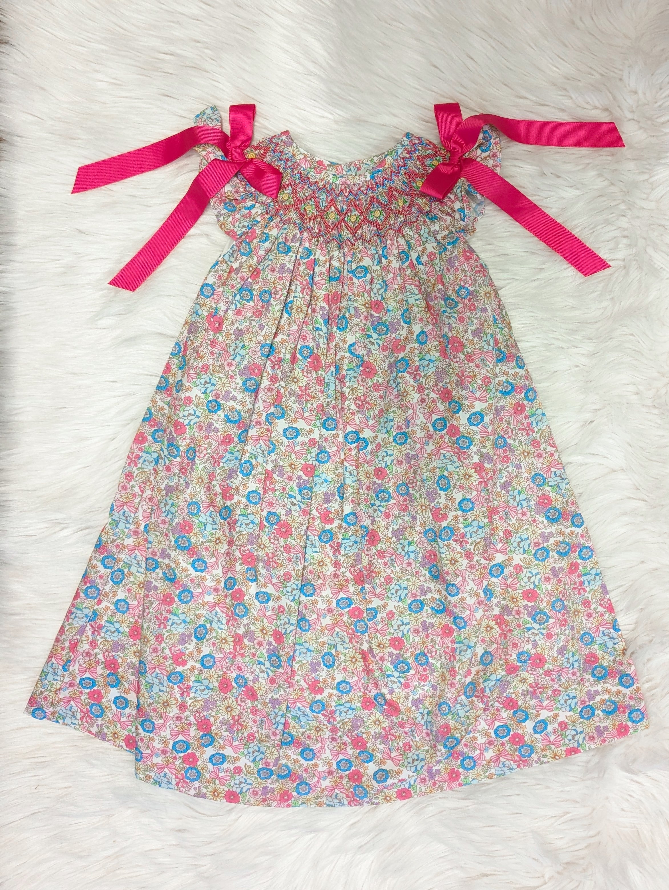 Floral & Bows Smocked Dress
