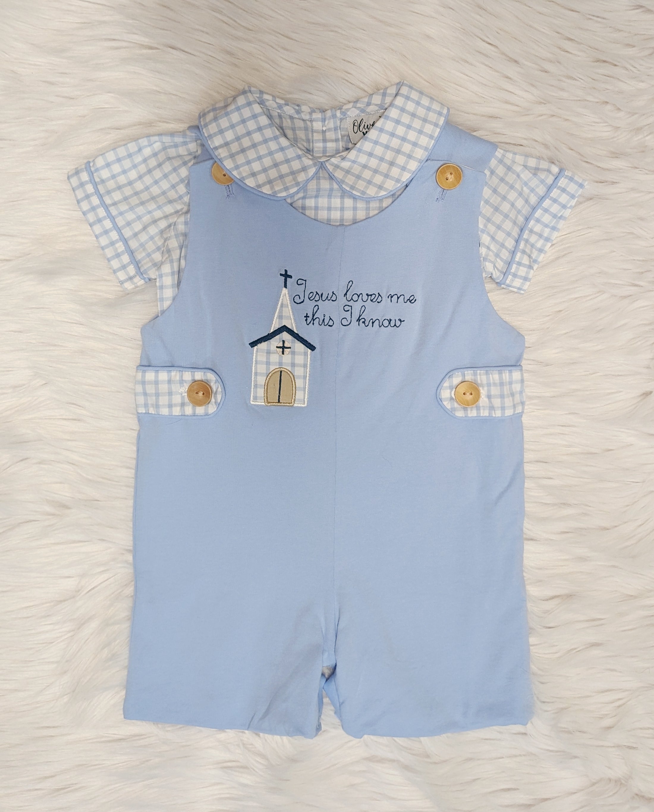 Jesus Loves Me Blue Boy Shortall