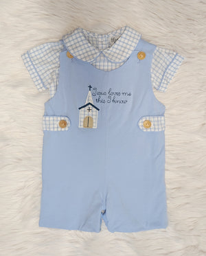 Jesus Loves Me Blue Boy Shortall