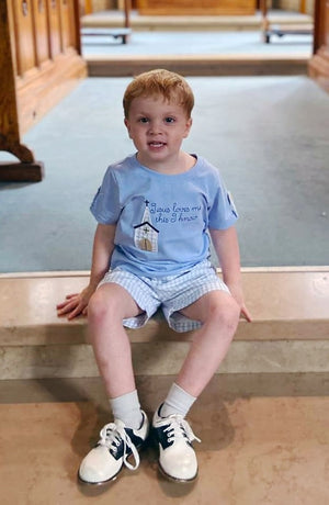 Jesus Loves Me Blue Boy Short Set