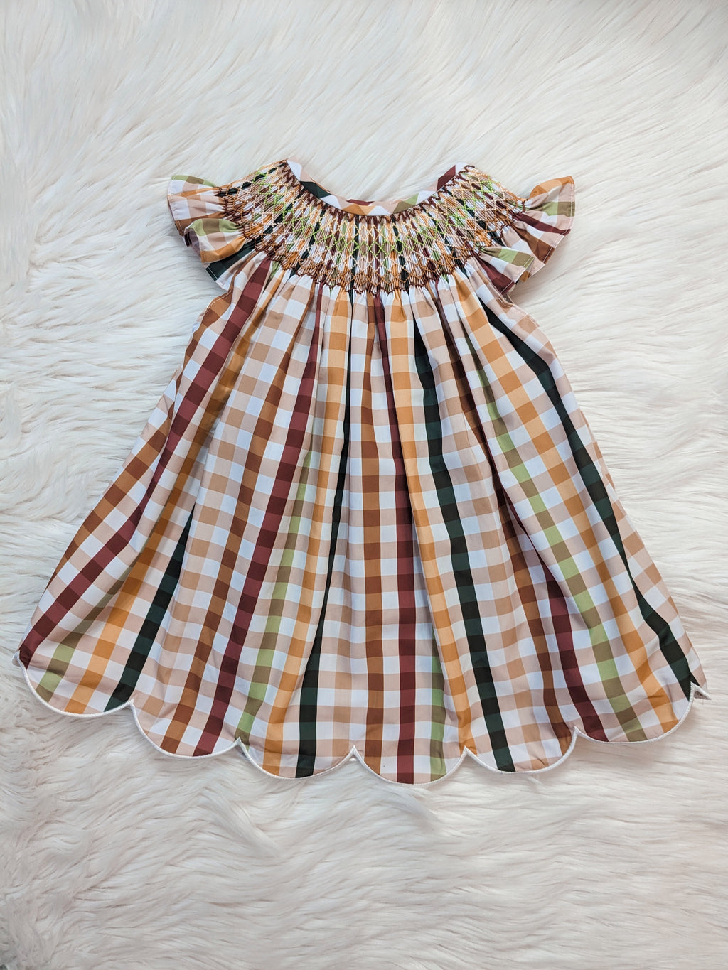 Fall Plaid Smocked Dress