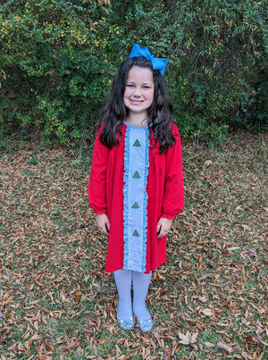 Christmas Tree Ruffle Panel Dress