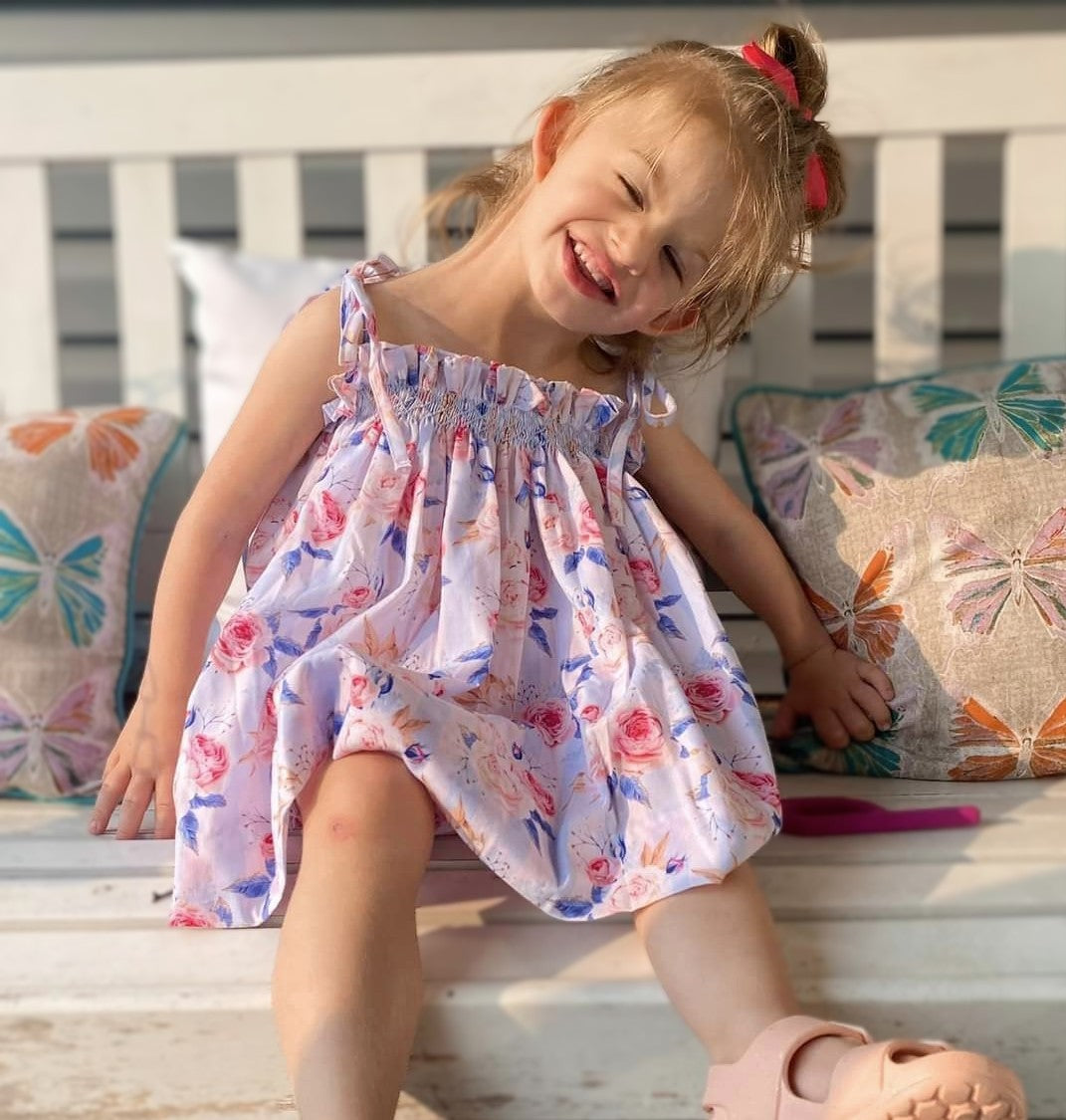 Roses & Stripes Smocked Bloomer Set