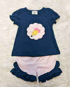 Pencil Bow School Ruffle Short Set