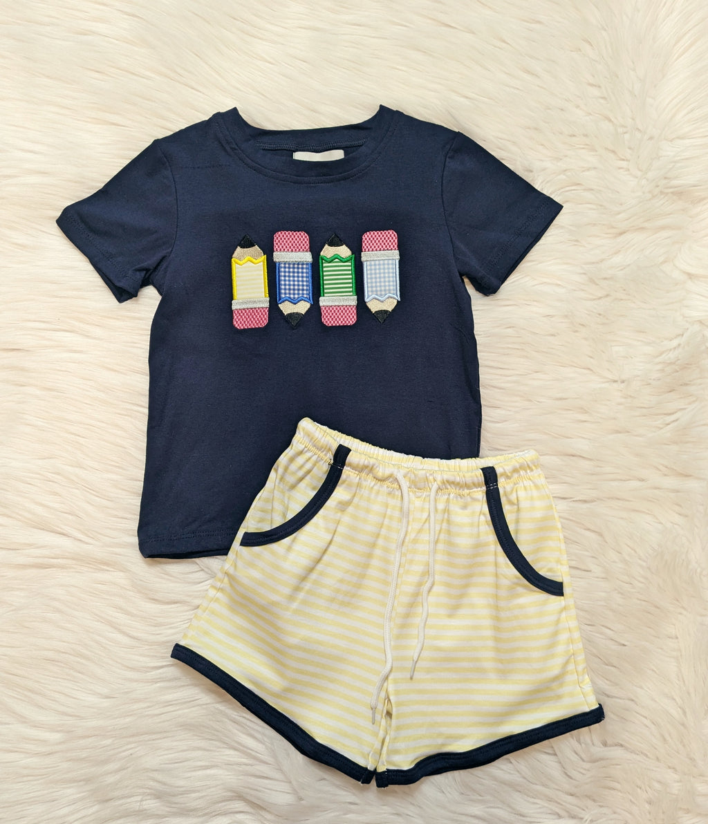Pencils Boy School Short Set