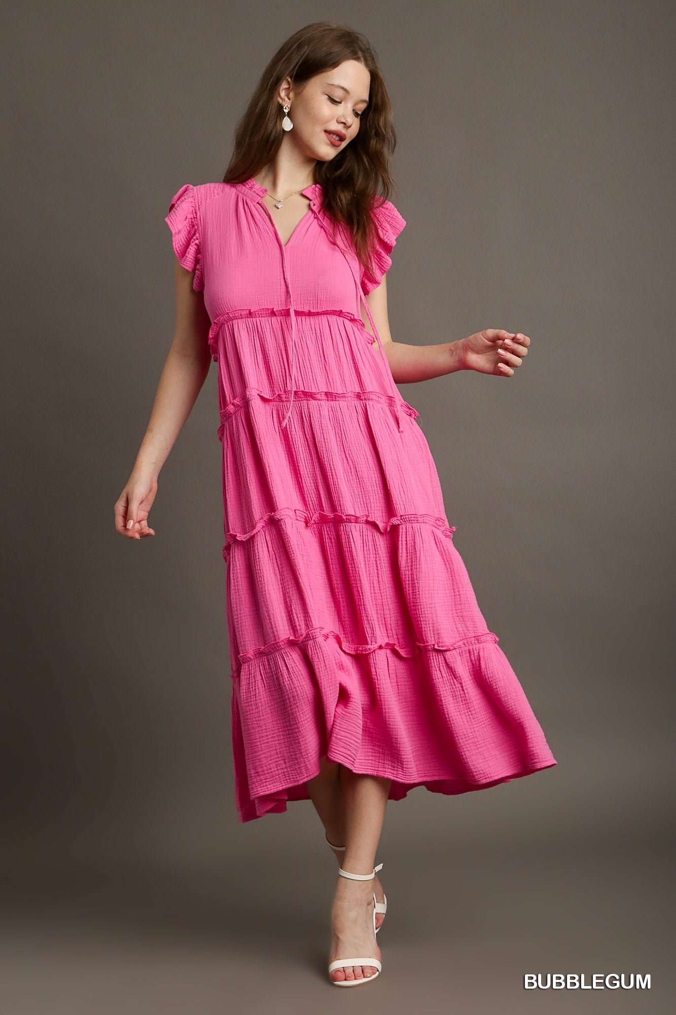 Pretty in Pink Mineral Washed Tiered Midi