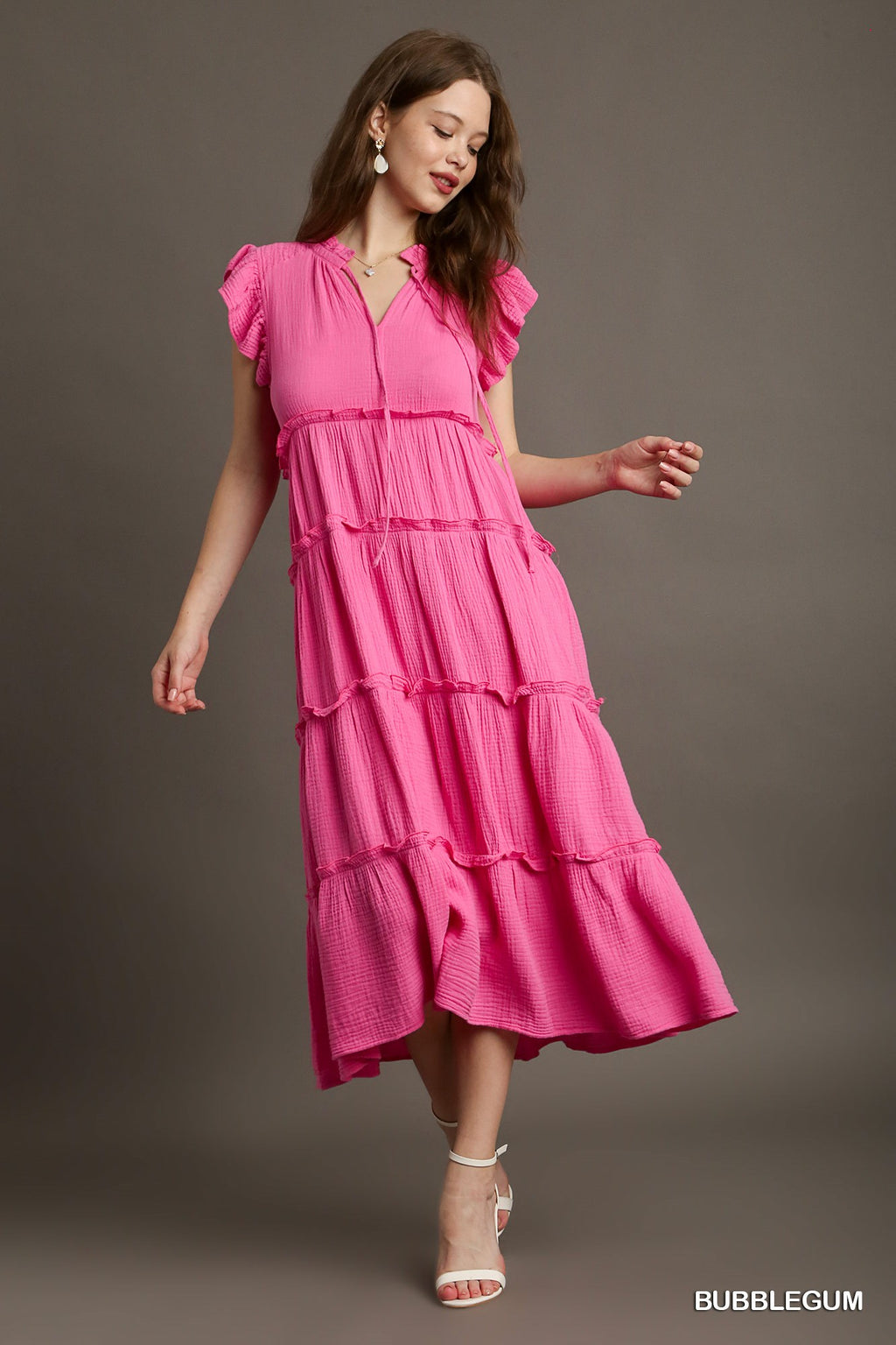 Pretty in Pink Mineral Washed Tiered Midi