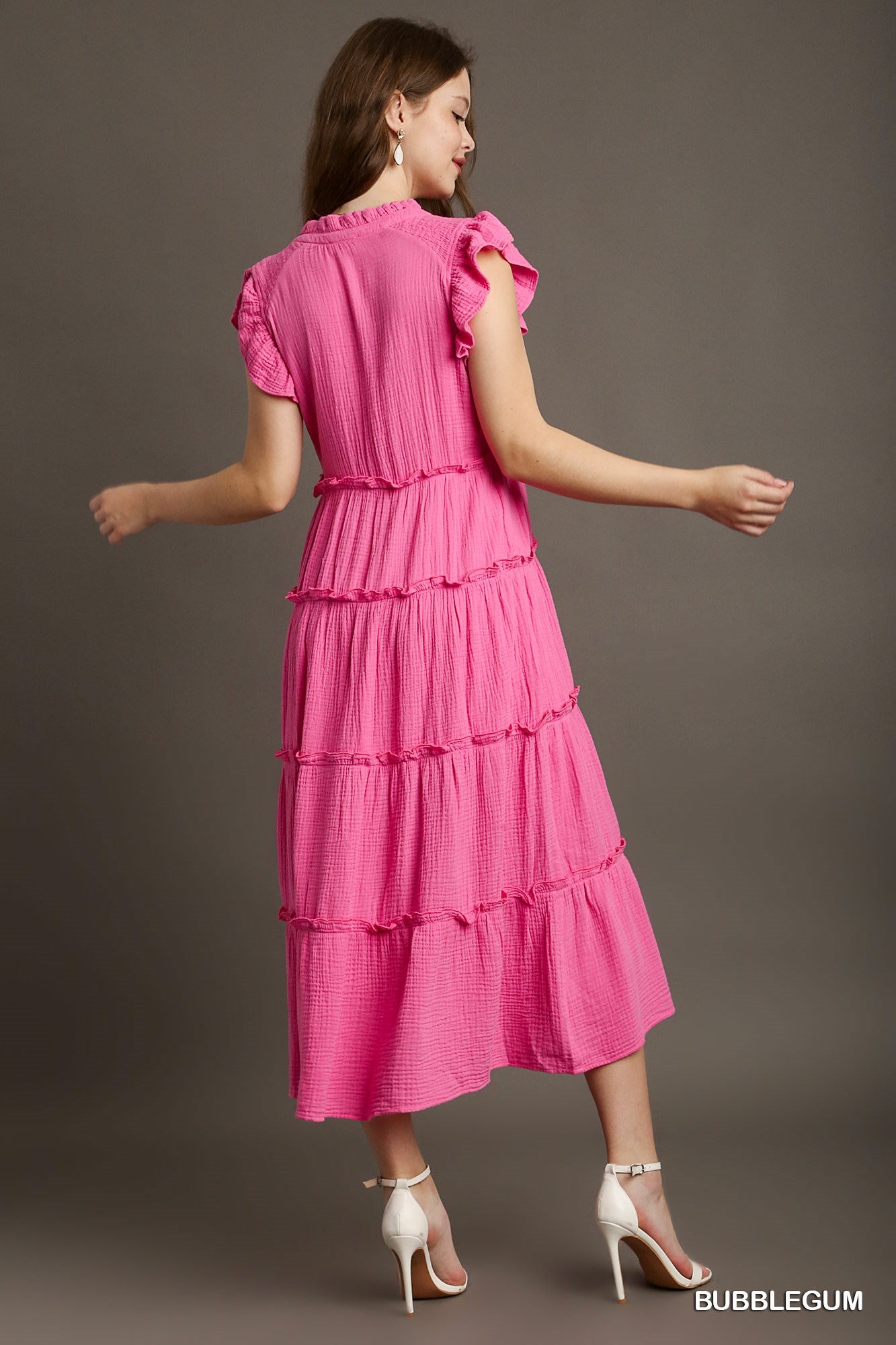 Pretty in Pink Mineral Washed Tiered Midi
