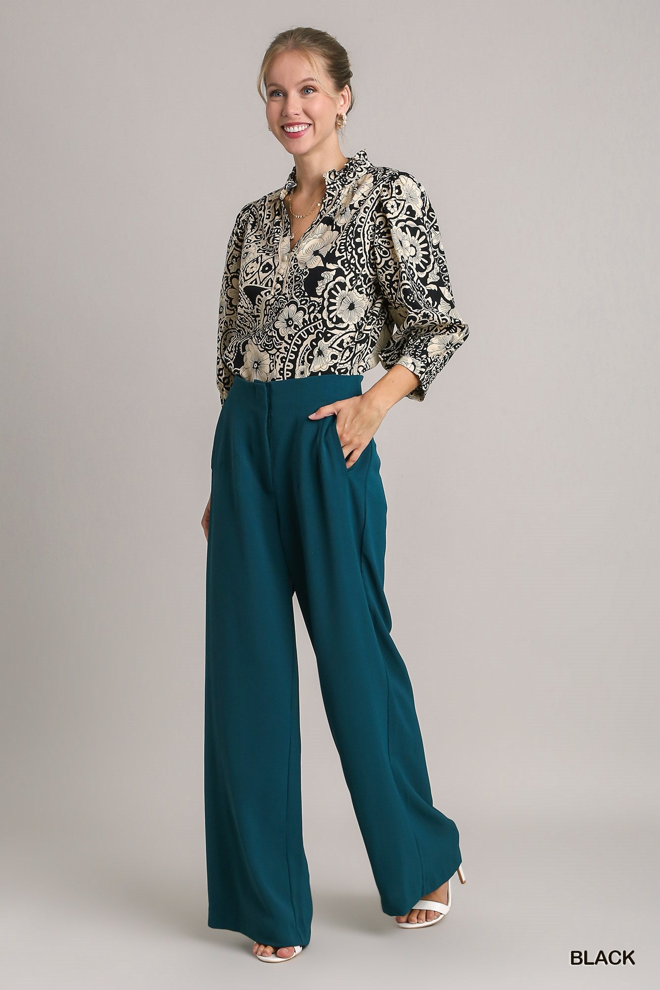 Betty Black & Cream Floral Shirt