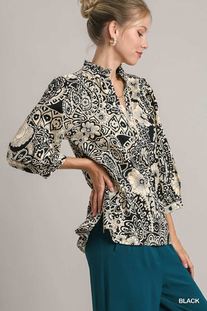 Betty Black & Cream Floral Shirt