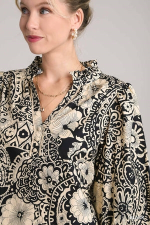 Betty Black & Cream Floral Shirt