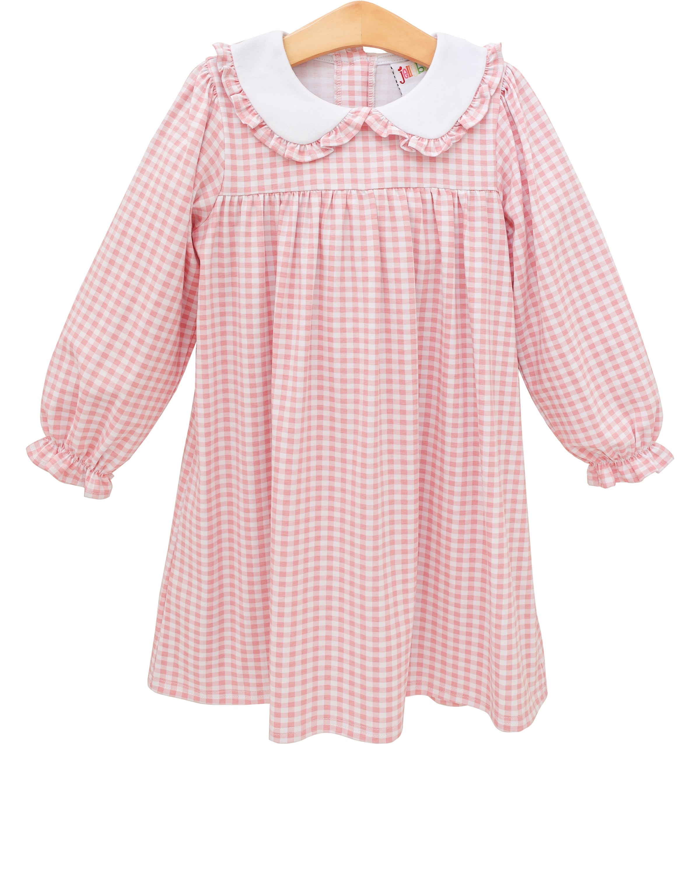 Pink Gingham Ruffle Collar Dress