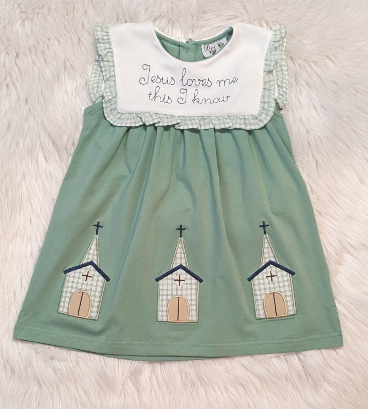Jesus Loves Me Green Sleeveless Dress