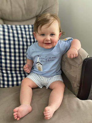 Jesus Loves Me Blue Boy Short Set