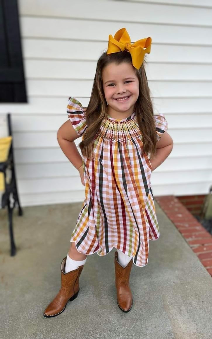 Fall Plaid Smocked Dress