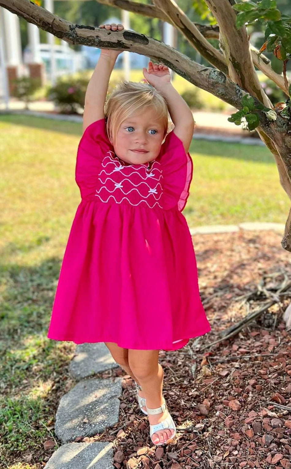 Hot Pink & Bows Smocked Dress