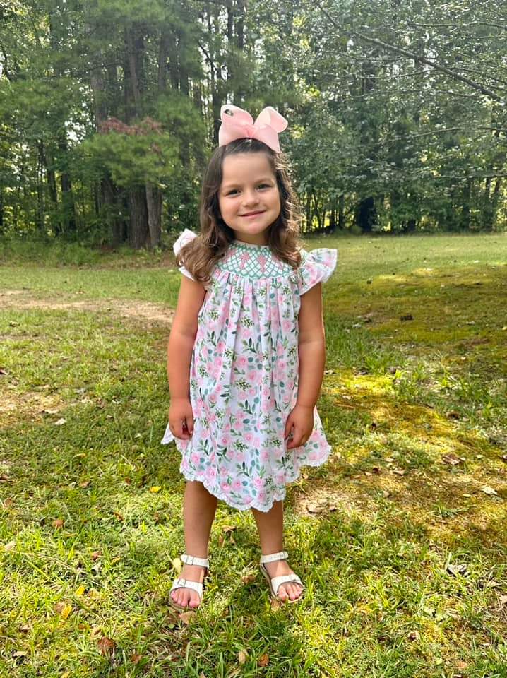 Floral Cross Smocked Dress – Olive You Kids Clothing