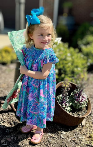 Bright Floral Smocked Dress