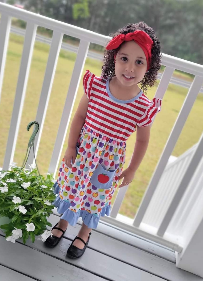 Colorful Apples & Stripes School Dress