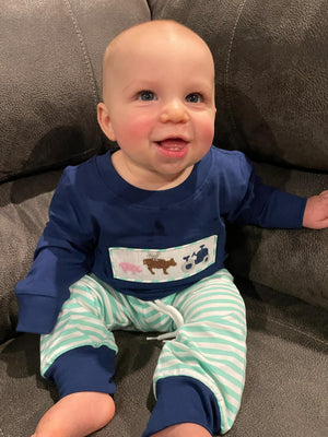 Tractor Farm Animal Smocked Jogger Set