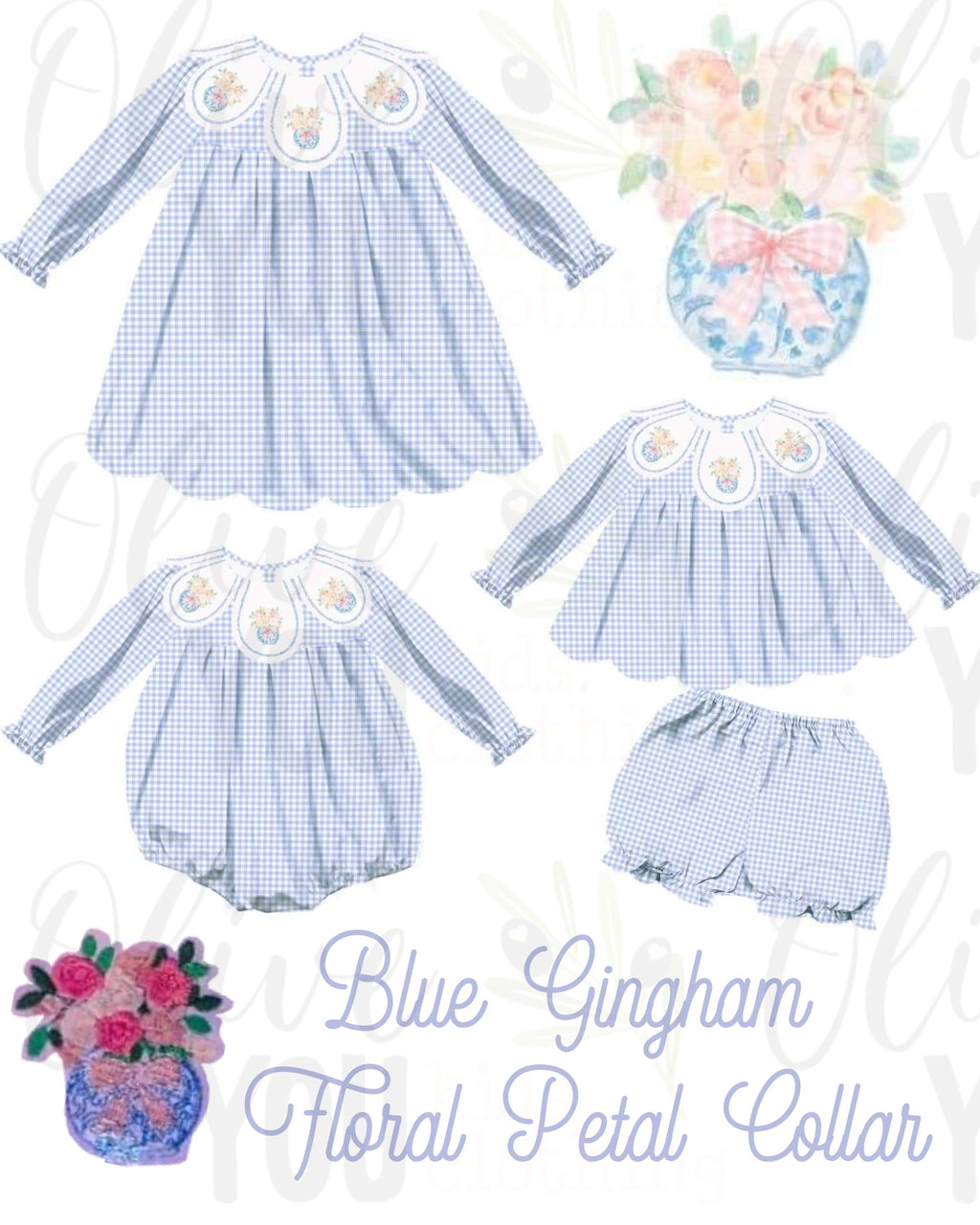 Gingham Floral Petal Collar Collection