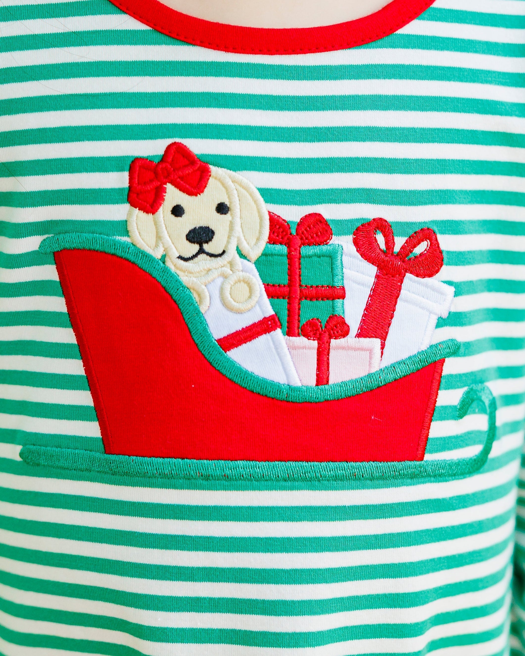 Christmas Puppy Dog Sleigh Ruffle Set