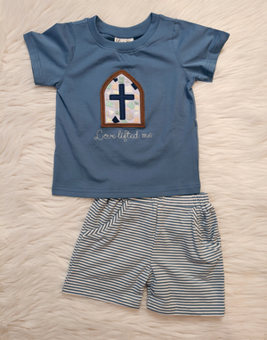 Stained Glass Cross Love Lifted Me Boy Set