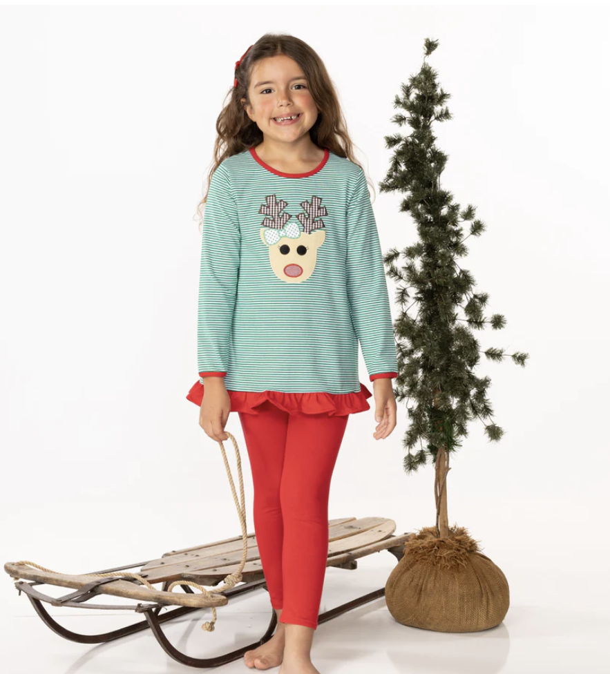 Reindeer Applique Leggings Set