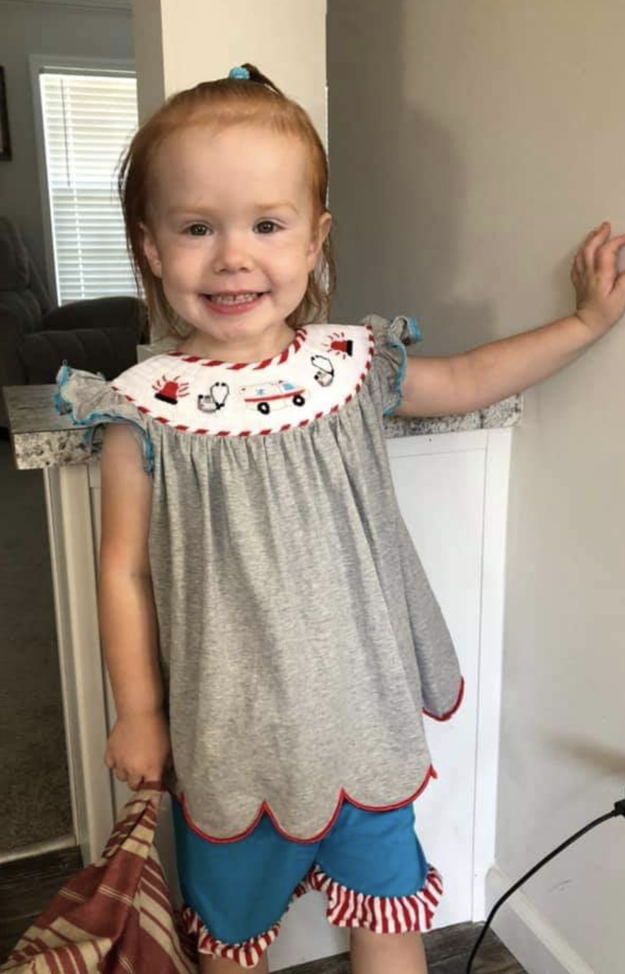 Ambulance Smocked Girl Short Set