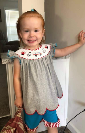 Ambulance Smocked Girl Short Set