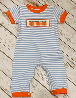 Classic Pumpkin Smocked Boy Romper