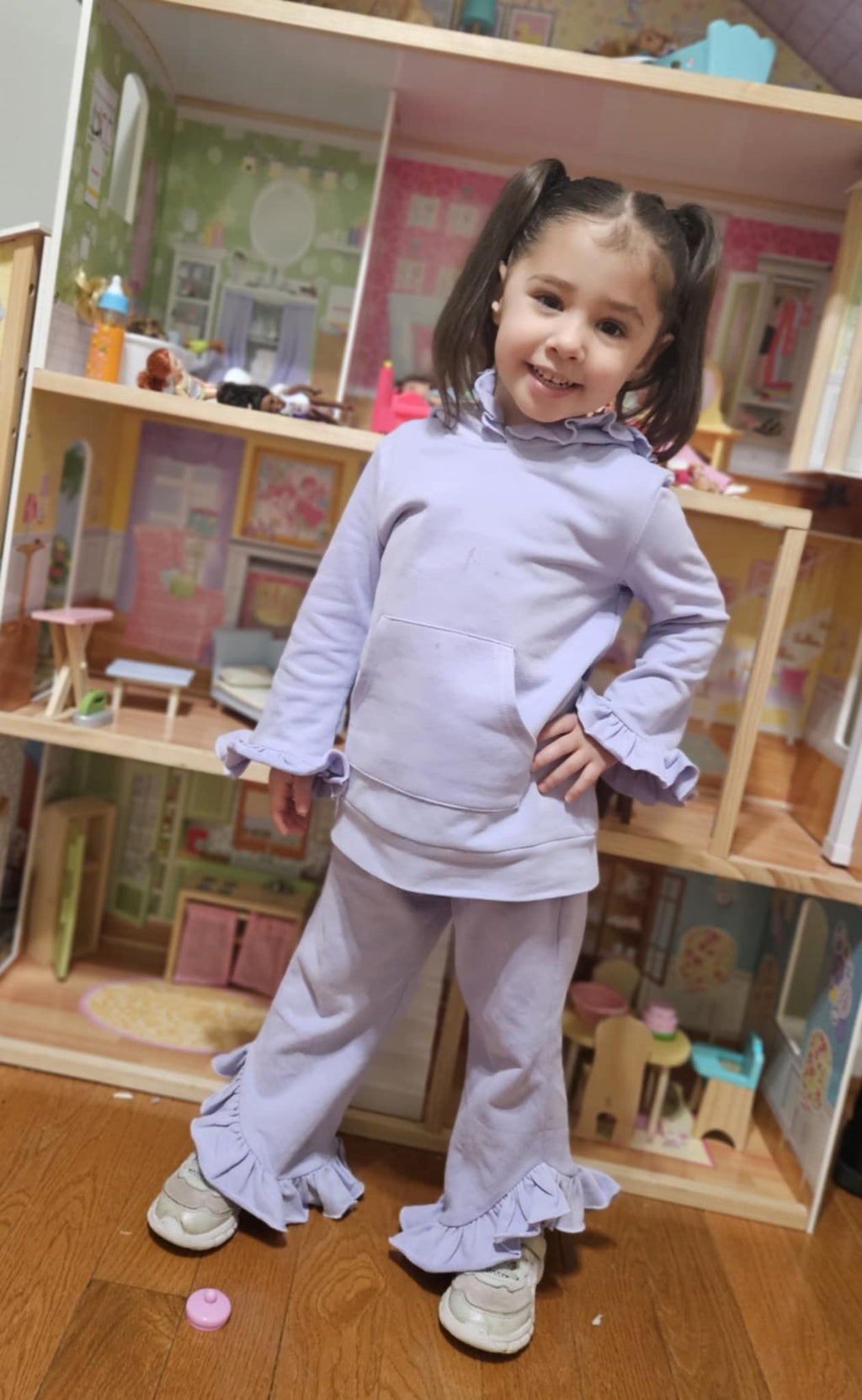 Ruffled Lavender Hooded Girl Set