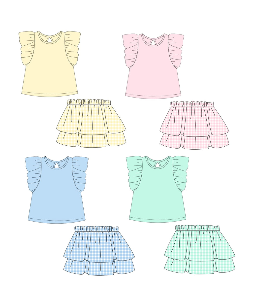 Gingham Ruffle Skort Sets