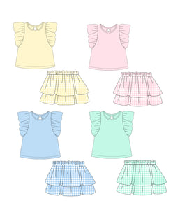 Gingham Ruffle Skort Sets