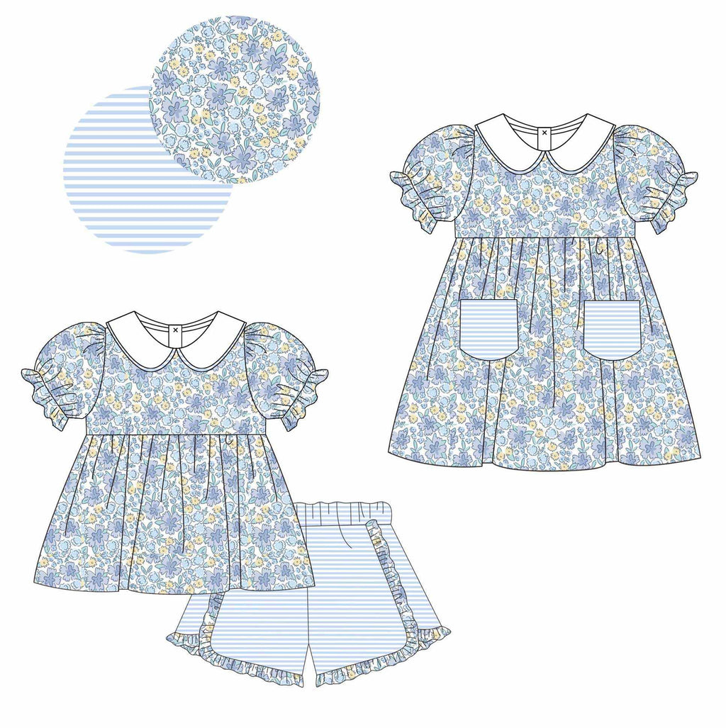 Blue Floral & Stripes