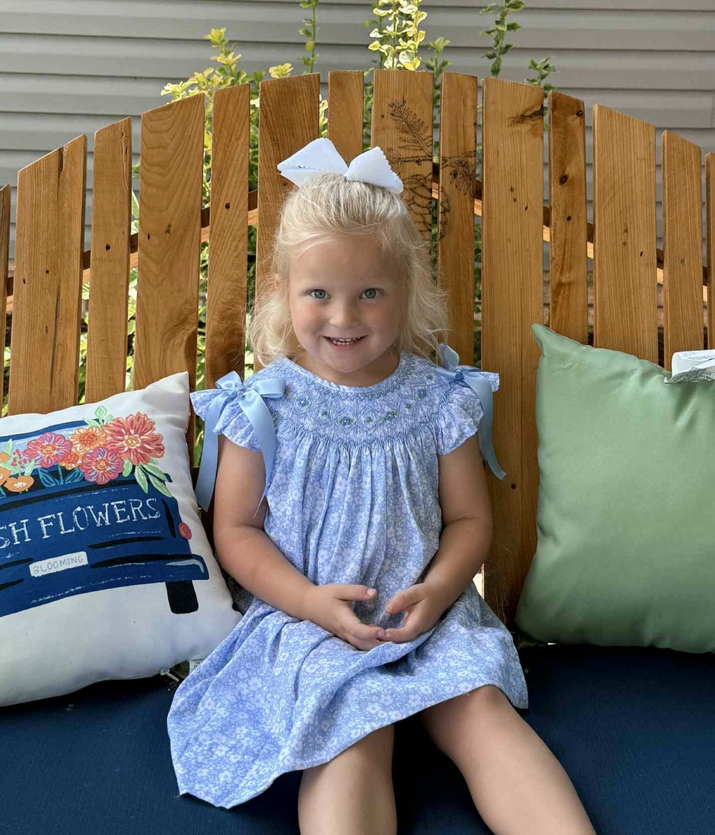Blue Floral Smocked Dress