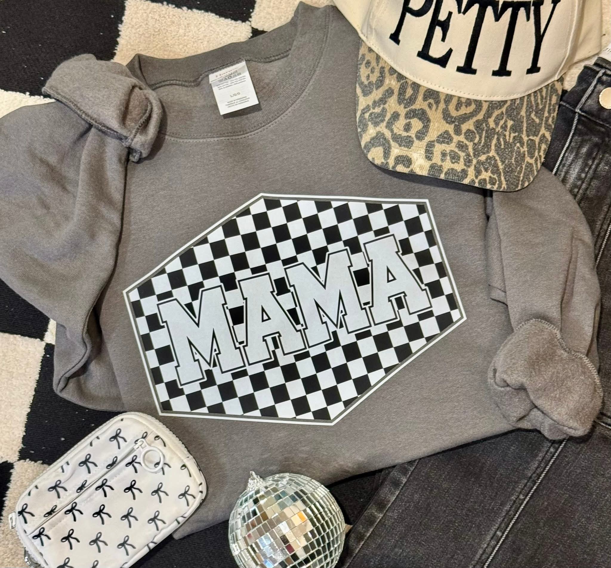 Checkered Mama Tee & Sweatshirt