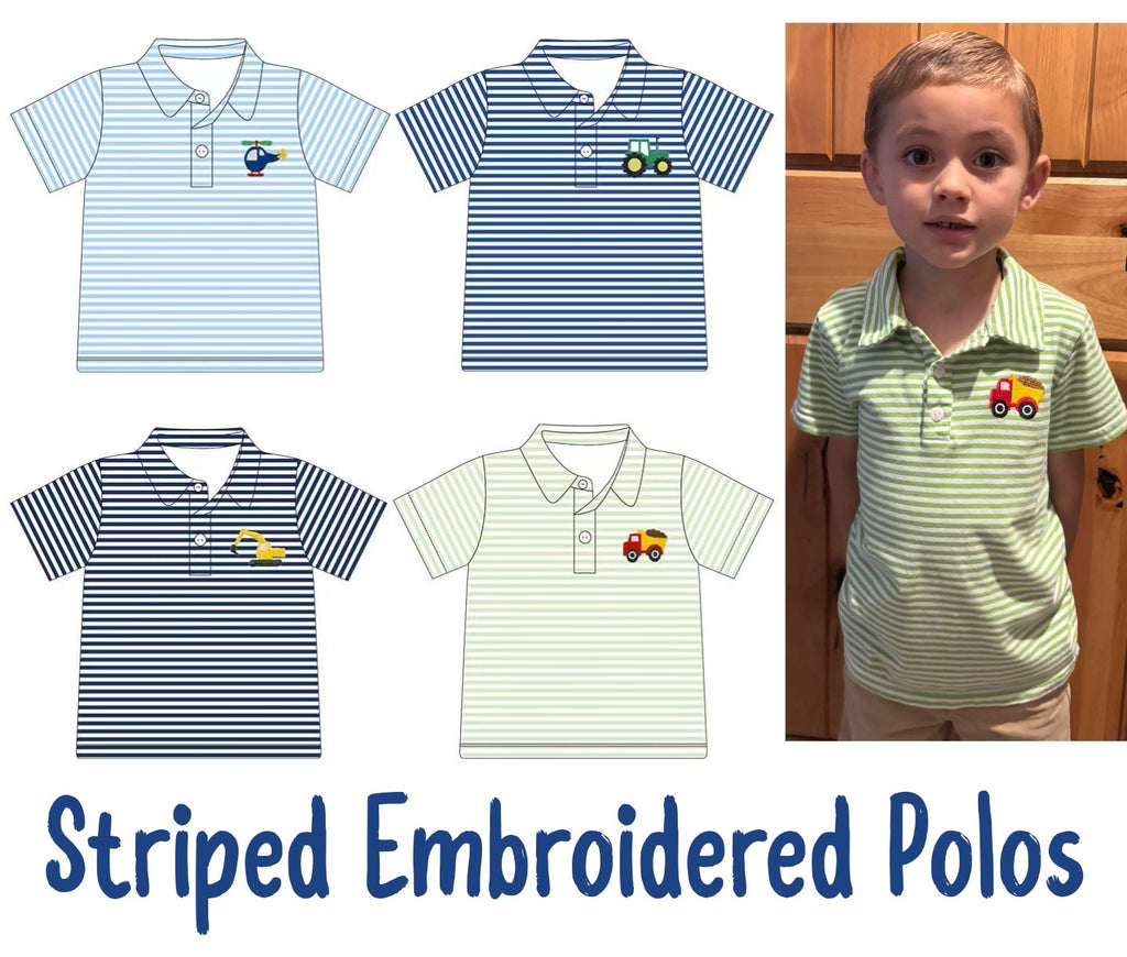 Striped Embroidered Polos