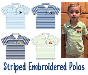 Striped Embroidered Polos