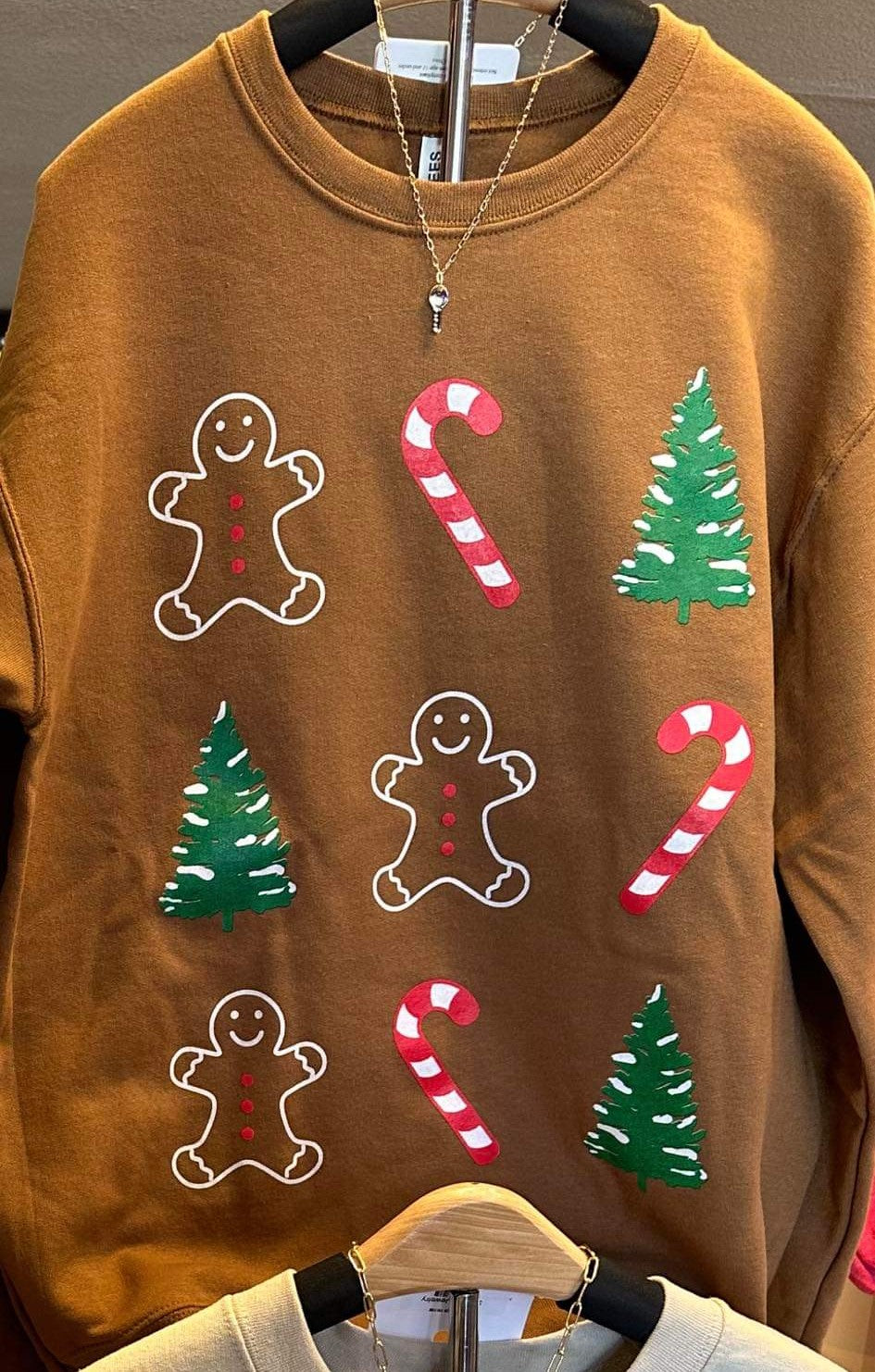 Gingerbread Tree Candy Cane Sweatshirt