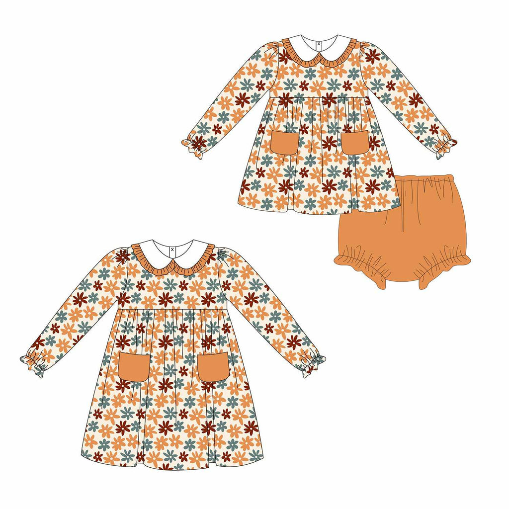 Ruffle Collar Fall Floral Girls
