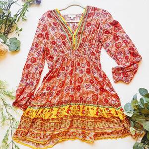 Coral Floral Boho Dress