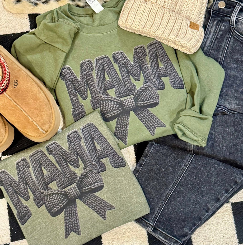 Mama Faux Yarn Tee & Sweatshirt