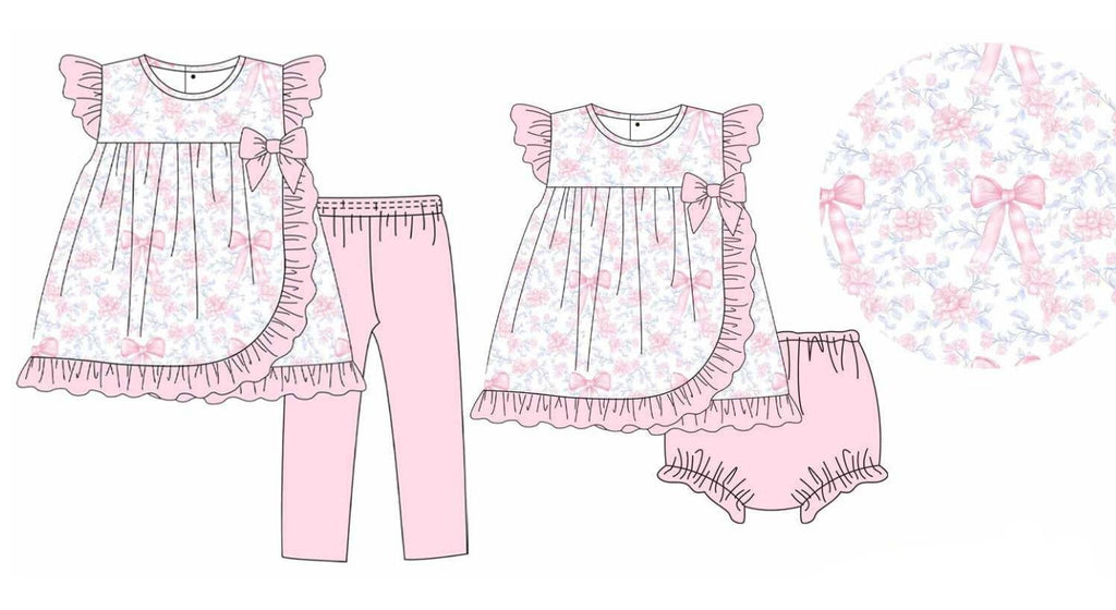 Ruffle Floral & Pink Bows