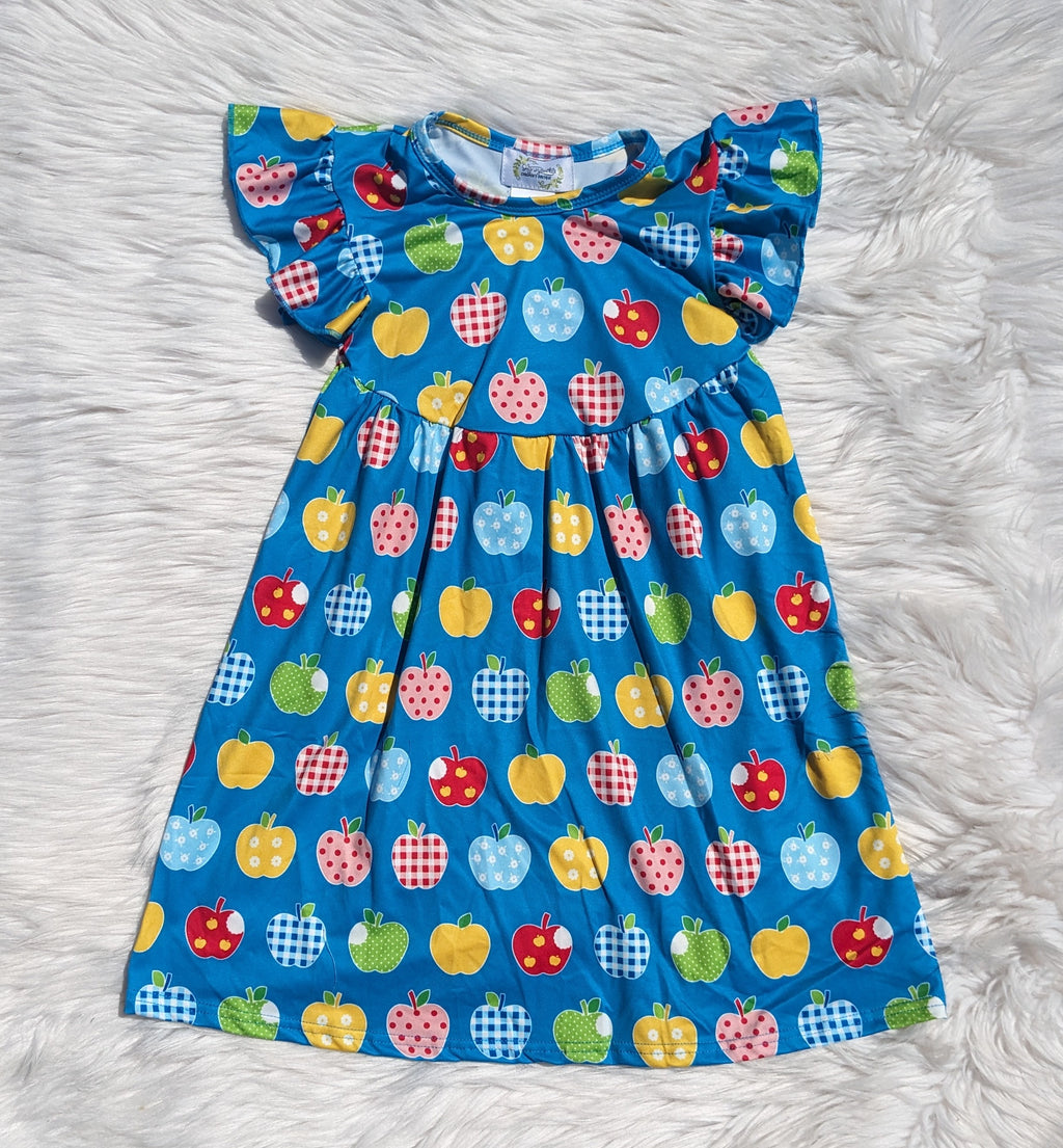 Colorful Apples School Flutter Dress
