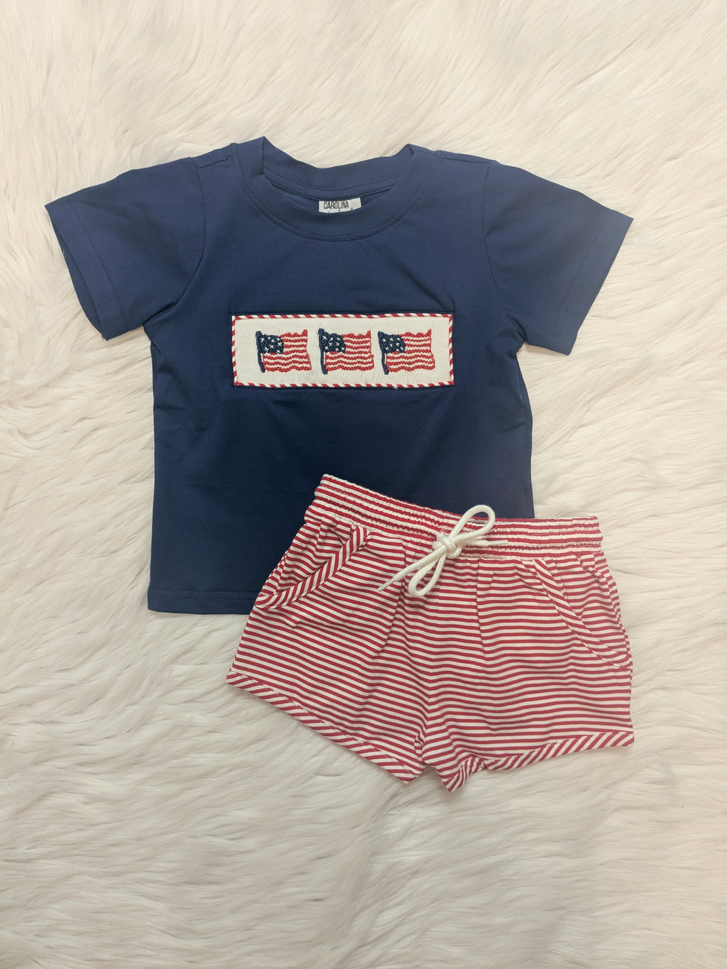American Flag Smocked Short Set