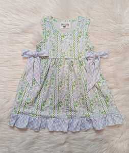 Hydrangeas & Gingham Ruffle Dress