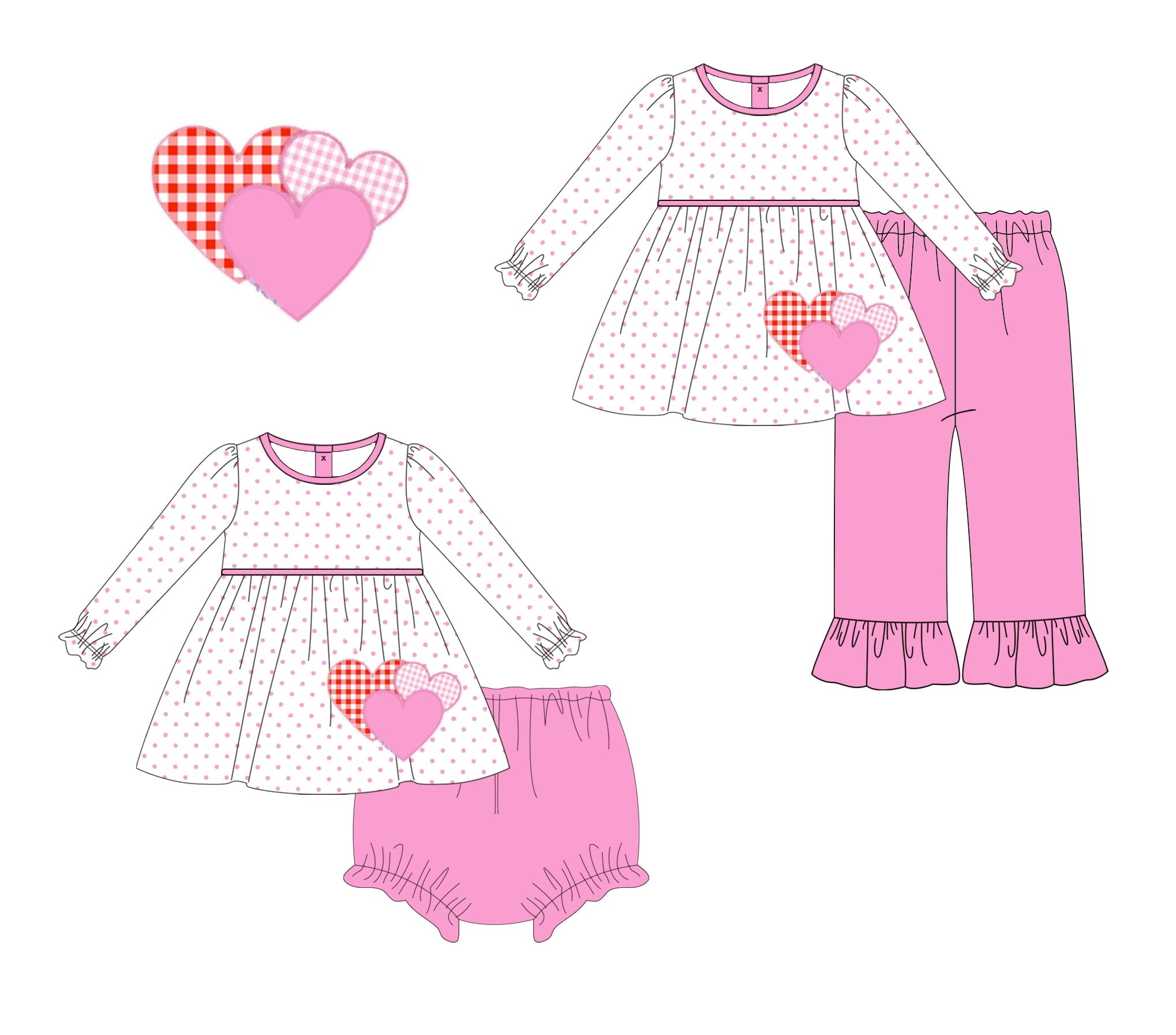 Polka Dot Heart Trio Applique
